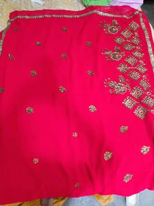 Stunning Red Embroidered Saree