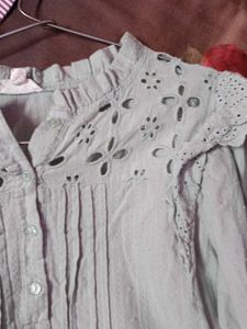 Sheer Eyelet Yoke Blouse