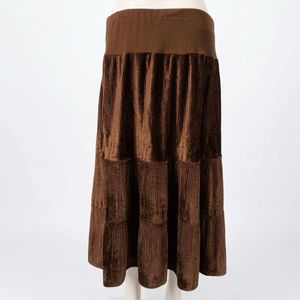 Brown Tiered Corduroy Maxi Skirt