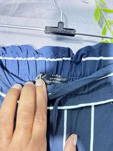 Zara Navy Striped Wide Leg Pants