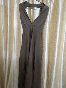 Elegant Brown Halter Neck Dress