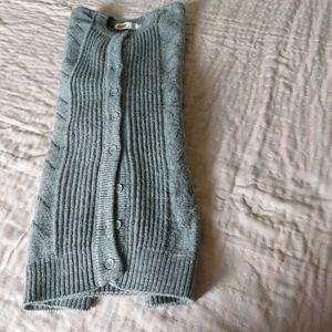 Grey Cable Knit Button-Up Cardigan