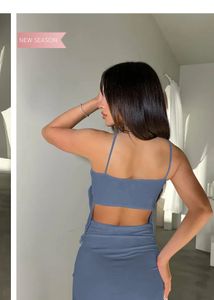 Blue Ruched Tie Front Dress