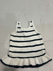 Cream &amp; Black Striped Peplum Tank Top