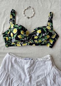 Lemon Print Bikini Top