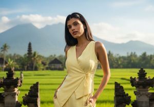 Butter Yellow Knot Top Size S
