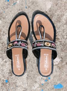 Embroidered Flat Sandals