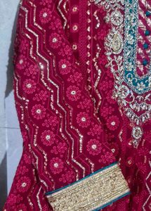 Elegant rani pink Embroidered Anarkali