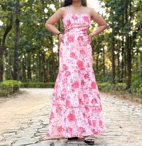 Pretty Pink Floral Maxi Dress