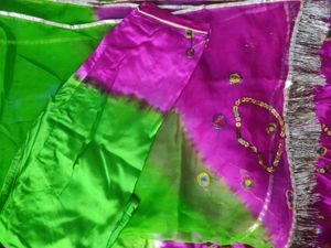 contrast colour lehenga suit
