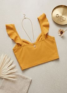 Chic Yellow Tie-Front Crop Top