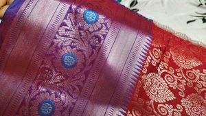 new with tag Elegant Red & Purple Silk Saree