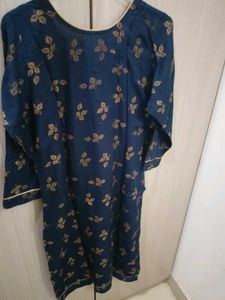 Navy Blue Floral Print straight women's Kurta