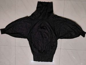 Sparkly Black Turtleneck Top