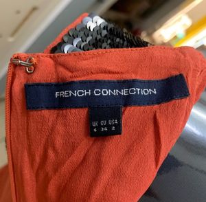 Sparkly Sequin Panel Orange Dress