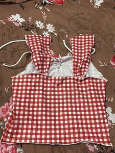 Red Gingham  Top with Tie Straps