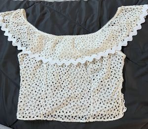 Chic White Eyelet Off-Shoulder Top