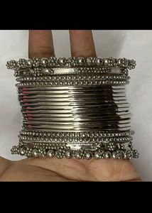 Set of Oxidized Silver Bangles
