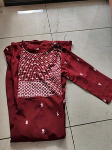 Maroon Georgette Kurti Matching Shall as Freebie
