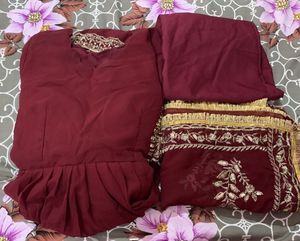 Elegant Maroon Embellished Dress