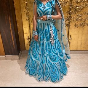 Stunning Blue Peacock Feather Lehenga Choli