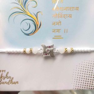 Pure Silver Raksha Bandhan Swastik Rakhi