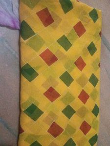 Vibrant Yellow Saree with Geometric Print
