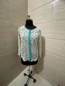 Chic White Printed Button-Up Top
