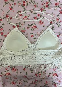 Crochet Bikini Top with Fringe