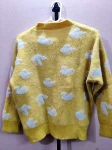 imported women's yellow crewneck sweater