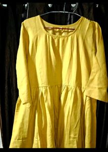 Elegant Yellow Kurta with Pink Dupatta