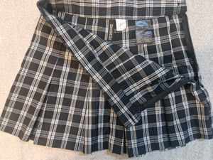 Black &amp; White Plaid Mini Skirt