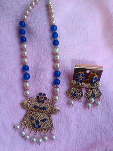 Blue N Malti Long Beads Set Combo
