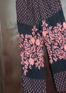 Black Pyjama Pink Floral Print For 30 Waist