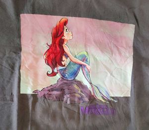 Grey T-Shirt with Ariel Graphic Print