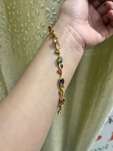 Elegant Gemstone &amp; Gold-Tone Bracelet