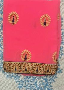 Pink Embroidered Saree