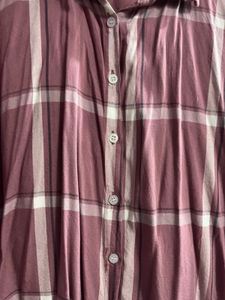 Maroon Plaid Button-Up Shirt