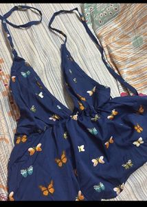 Navy Butterfly Print Halter Top