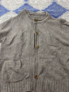 Cozy Grey Button-Up Cardigan