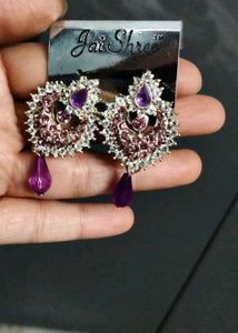Stunning Purple &amp; Silver Dangle Earrings