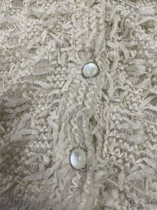 Vintage Cream Lace Button-Up Blouse