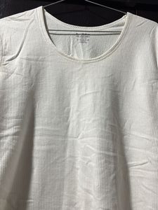 White Ribbed Short Sleeve Top