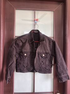 Distressed Black Denim Jacket
