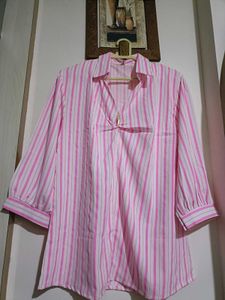 Pink Striped Collared Tunic Top
