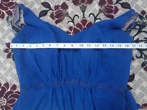 Elegant Blue V-Neck Maxi Dress