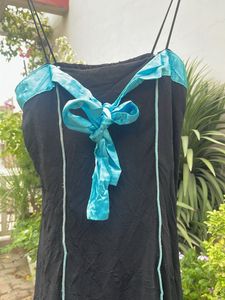Black Lace Trimmed Mini Dress