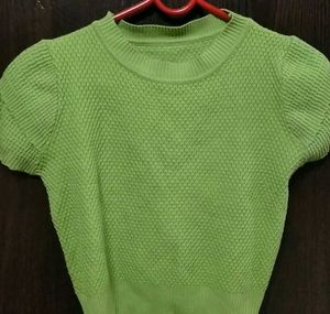 Vibrant Green Textured Knit Top