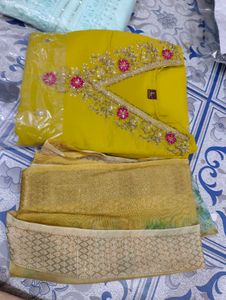 Yellow Embroidered Kurta Set with Floral Dupatta