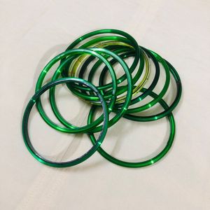 🌈 Set of 9 Green Glass Bangles 🌈